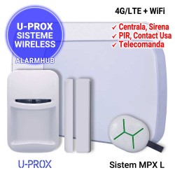 Sistem alarma U-PROX MPX L - centrala 4G/WiFi, telecomanda, PIR, CM, sirena exterior